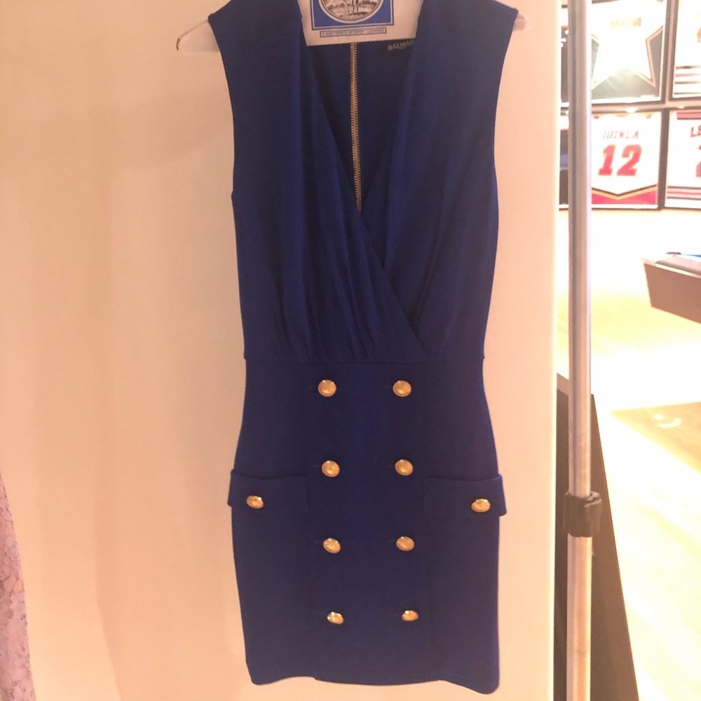 Luxury Designer Balmain blue cocktail dress